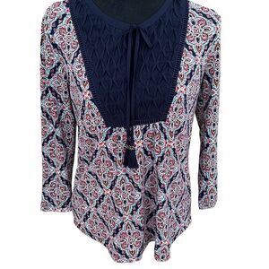 Daniel Rainn  Stitch Fix Josanne Split Neck
Tassel Knit Top size M